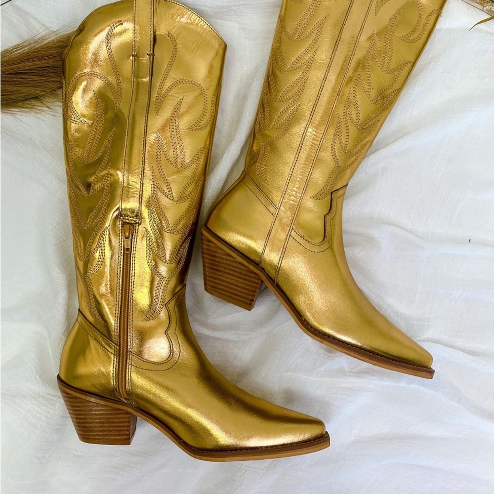Gold Western Cowboy Boots